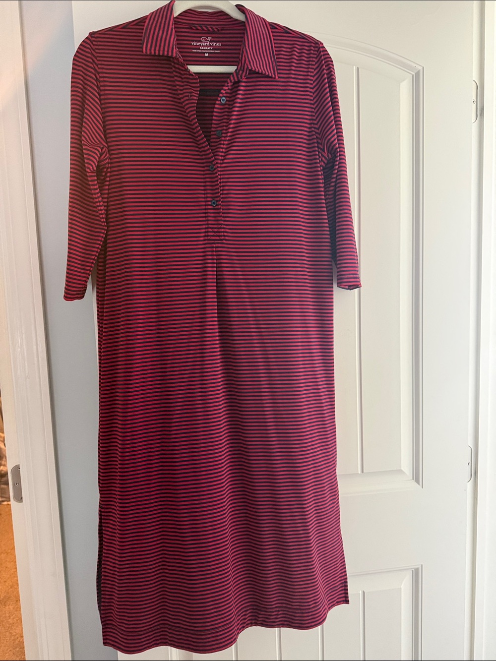 Vineyard Vines Red and Navy Striped Polo Dress